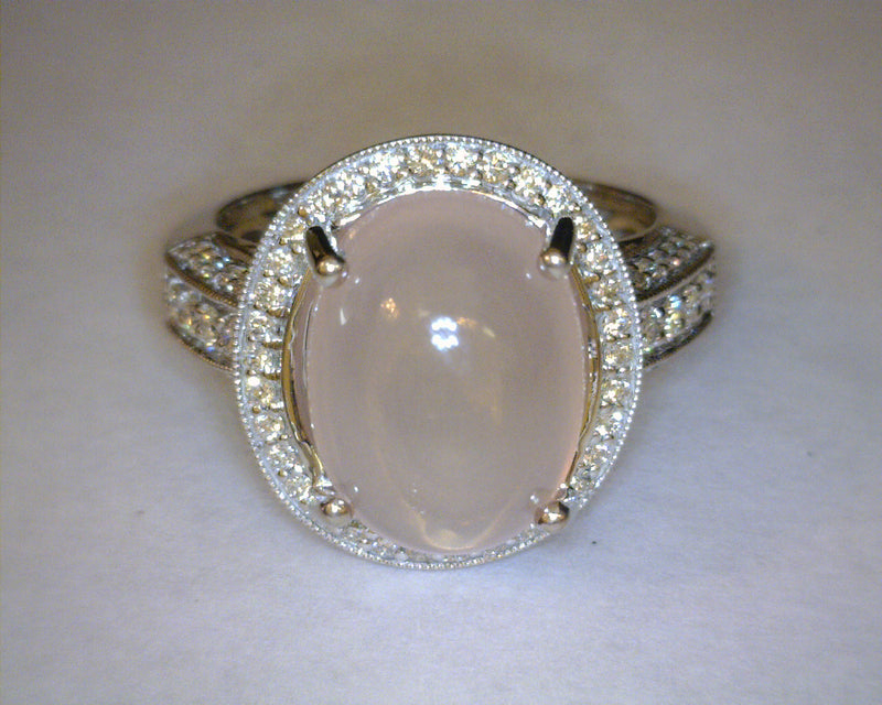 14K WHITE GOLD DIAMOND/QUARTZ RING
