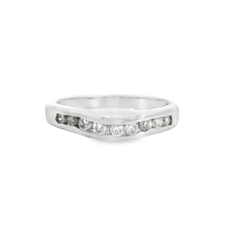 14K WG Curved Channel Set Diamond Band