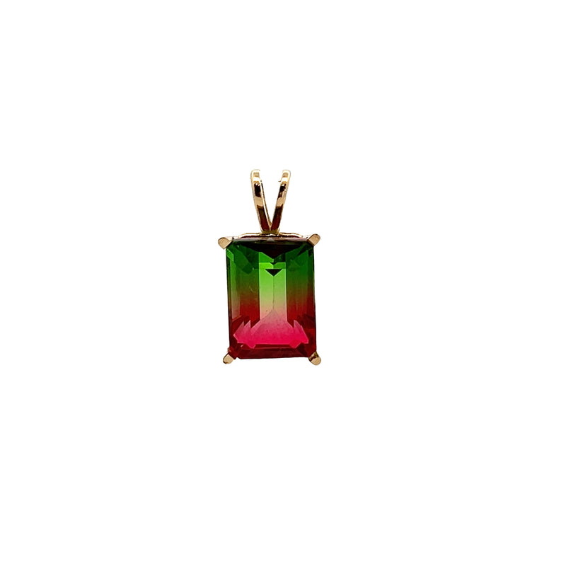 14K YG Bi-Color Glass Doublet Pendant