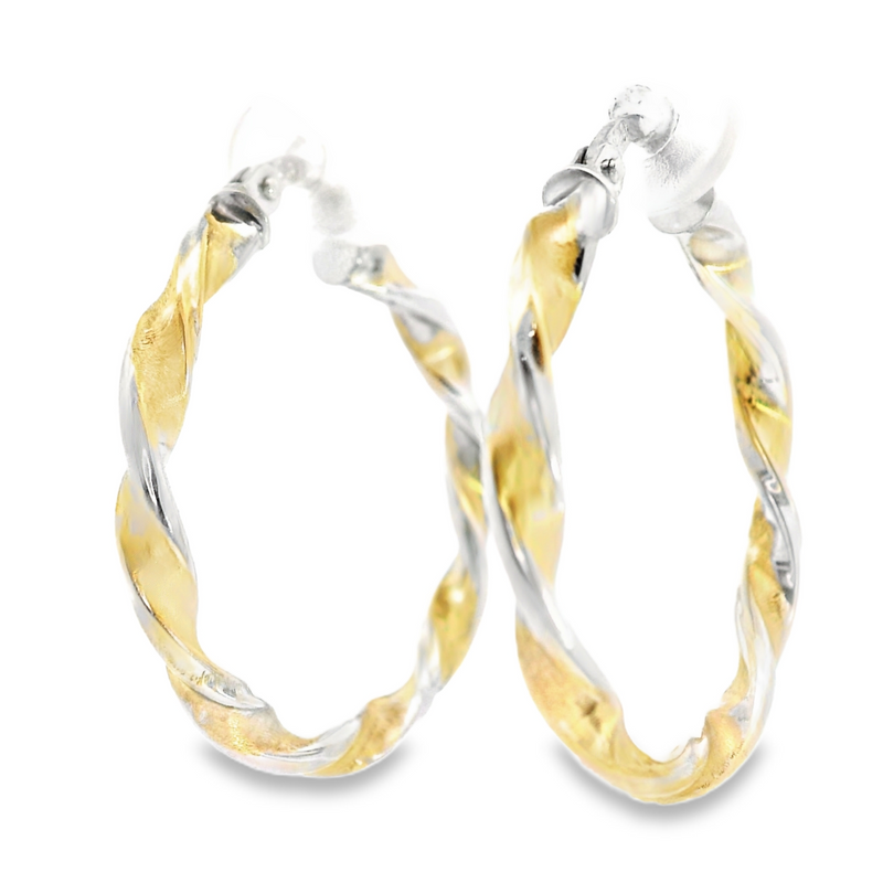 14K TT Twisted Hoops