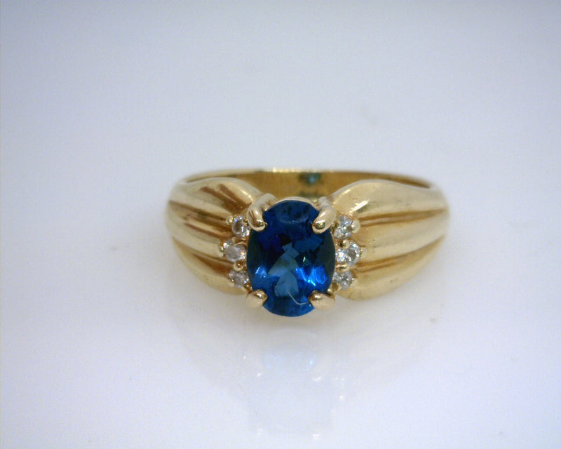14K YG TOPAZ/DIAMOND RING