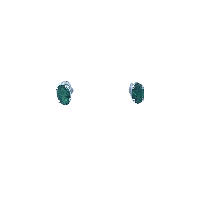 14K WG Emerald Stud Earrings