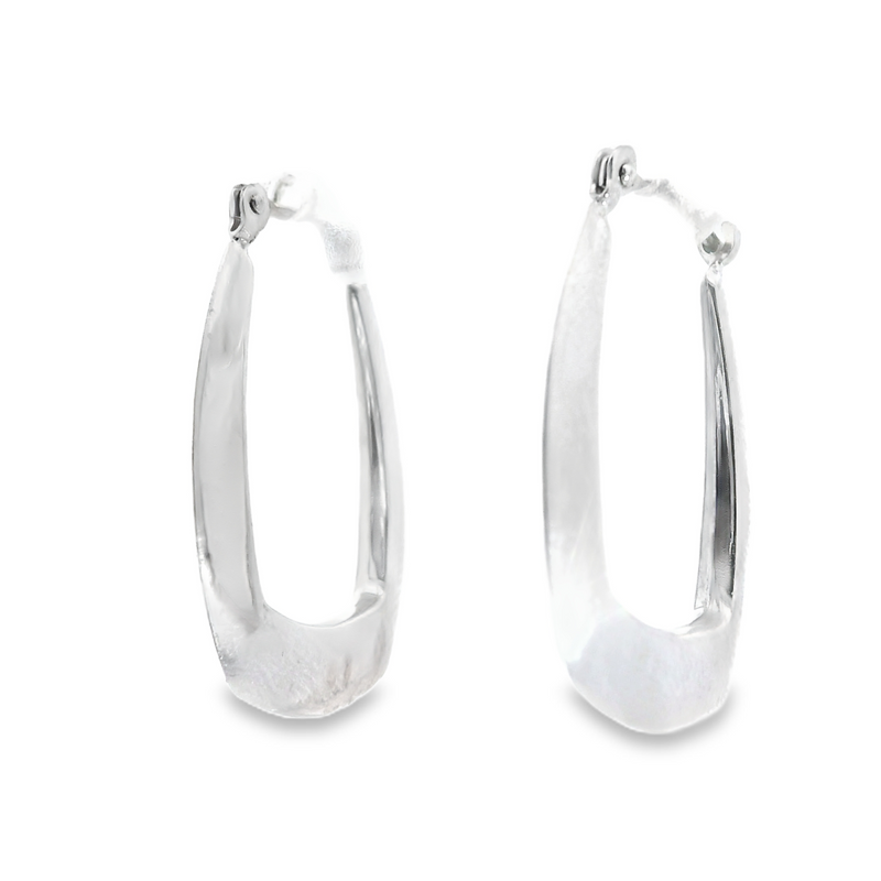14K WG Geometric Shape Hoop Earring