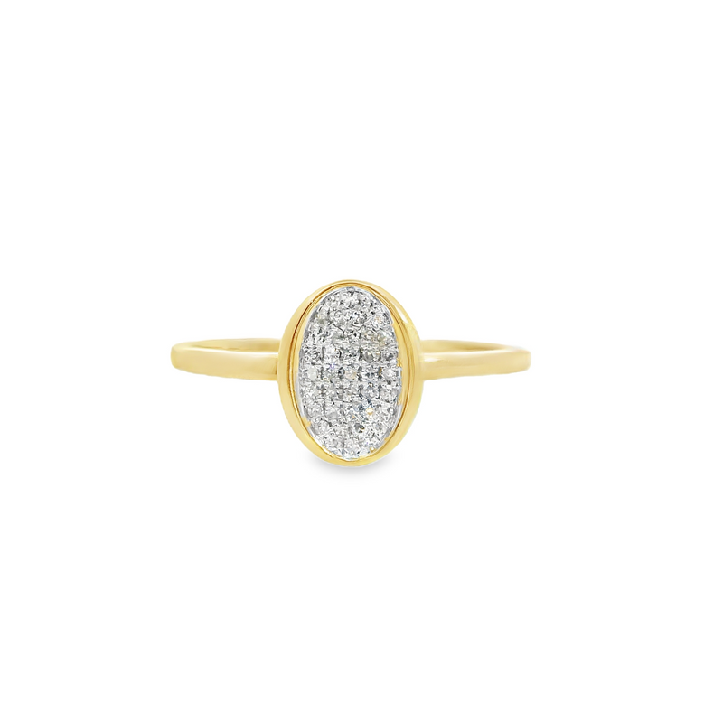 10K YG Oval Cluster Diamond Fashion Ring