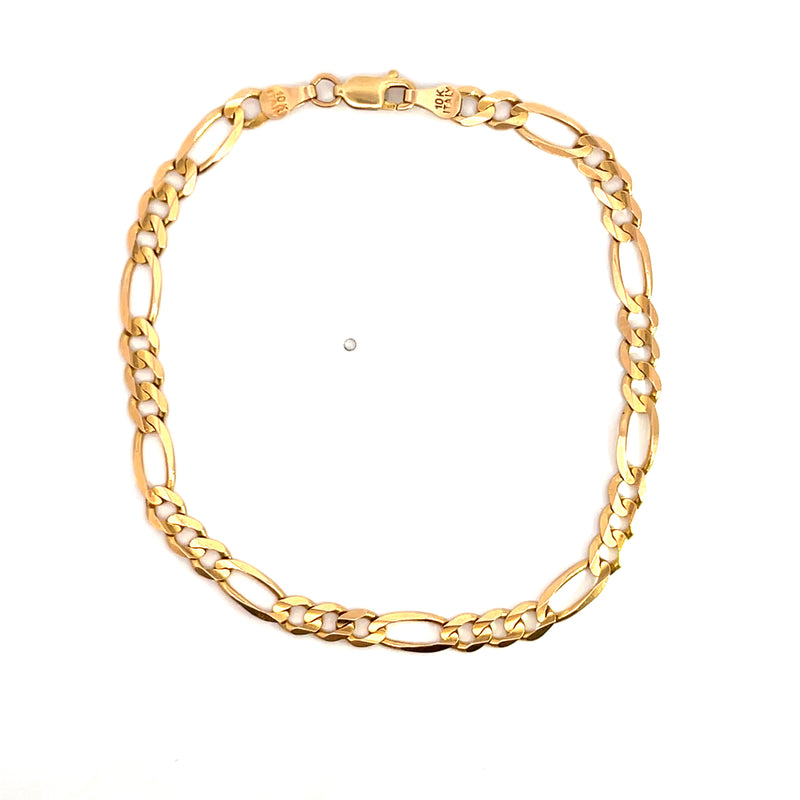 10K YG Figaro Bracelet 8.5