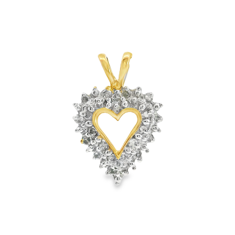 10K YG Diamond Heart Pendnt