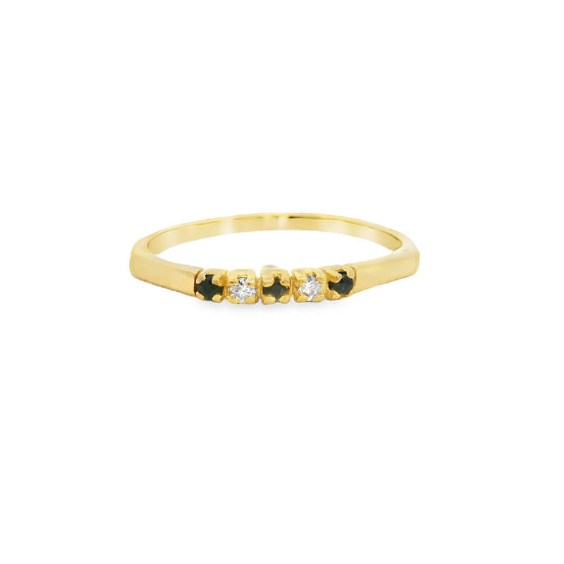 18K YG Sapphire & Diamond Band