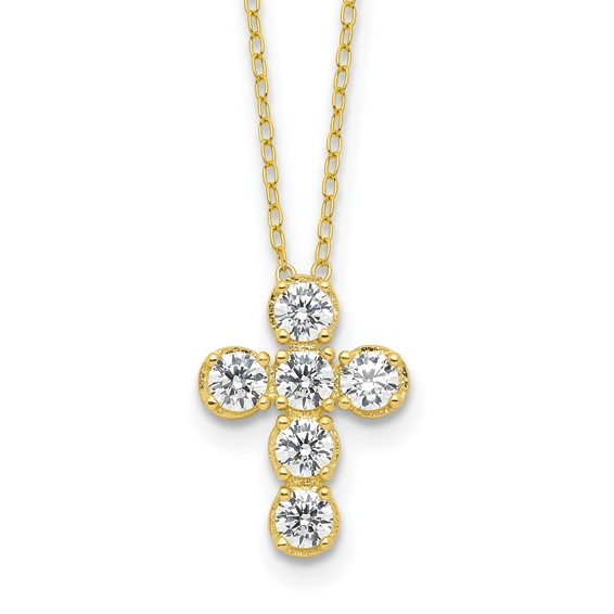 Gold-tone CZ Cross