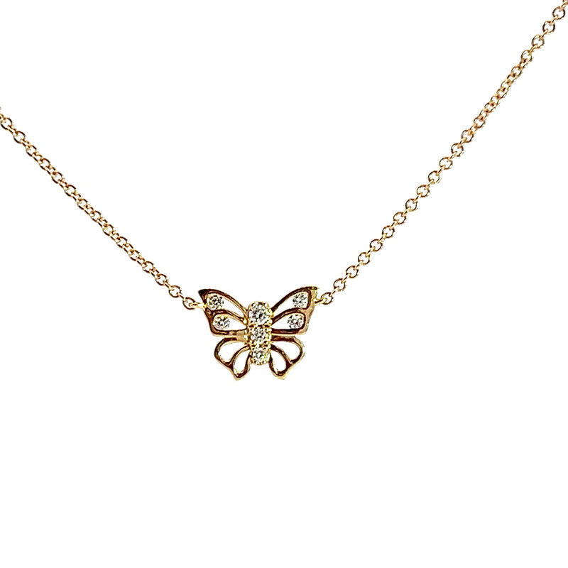 14K YG Butterfly Diamond Necklace