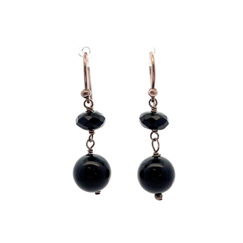 Sterling Silver Black Onyx Dangle Earrings