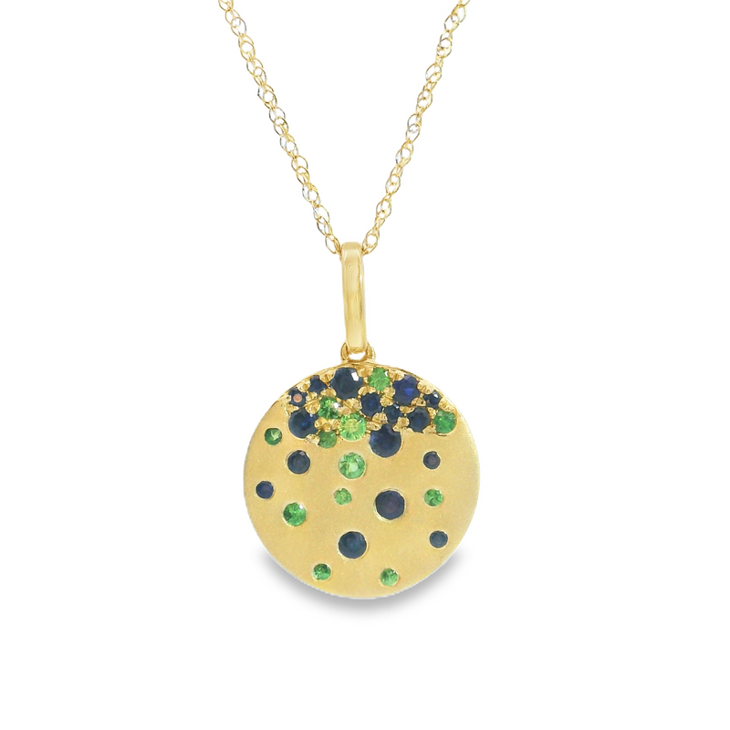 10K YG Sapphire & Emerald Pendant