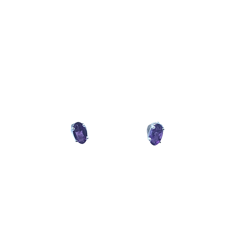 14K WG Amethyst Stud Earrings