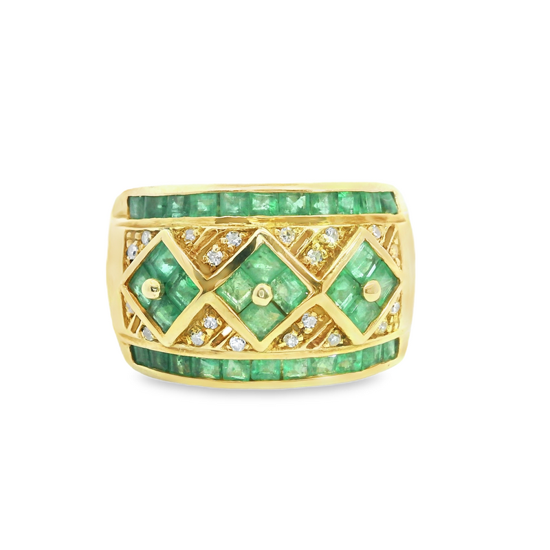 14K YG Emerald & Diamond Ring