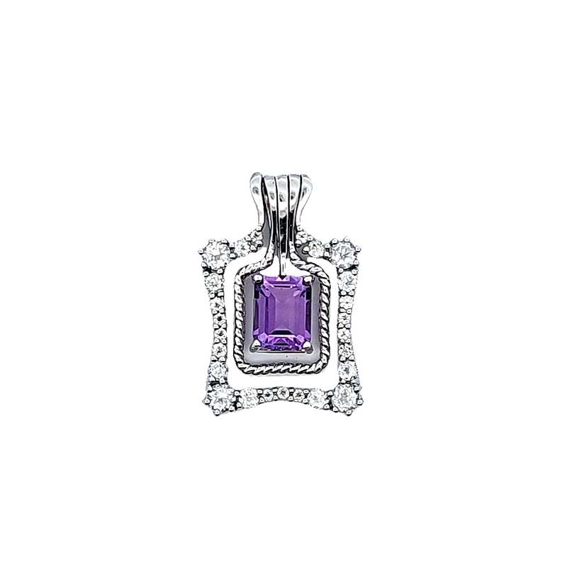 Sterling Silver Amethyst & White Topaz 3 Piece Pendant