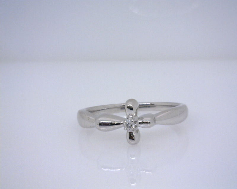 Sterling Silver Cross Diamond Ring
