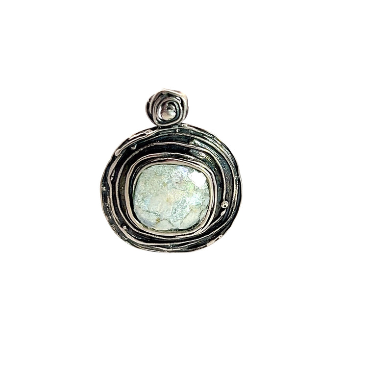 Sterling Silver Roman Glass Pendant