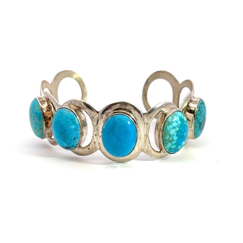 Sterling Silver 5 Stone Turquoise Cuff Bracelet