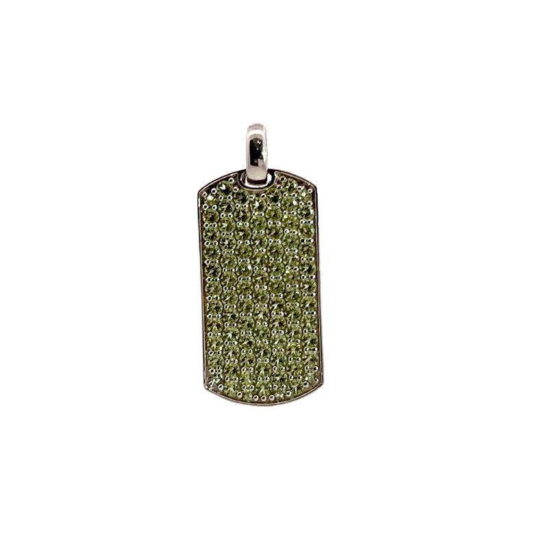 Sterling Silver Peridot Dog Tag Pendant