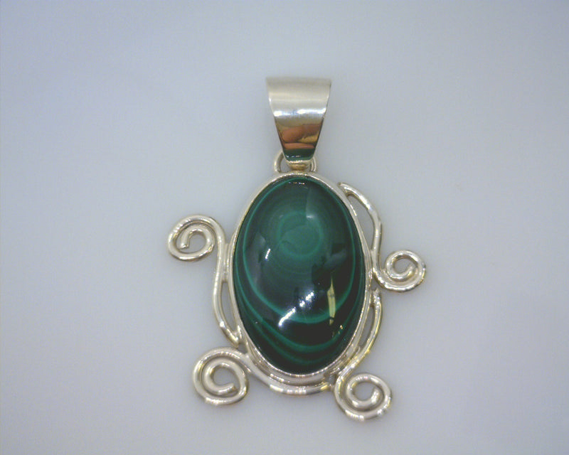STERLING SILVER MALACHITE PEND