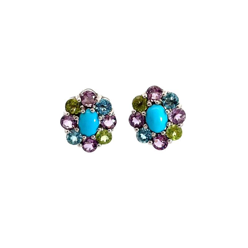 Sterling Silver Turquoise & Gemstone Earrings
