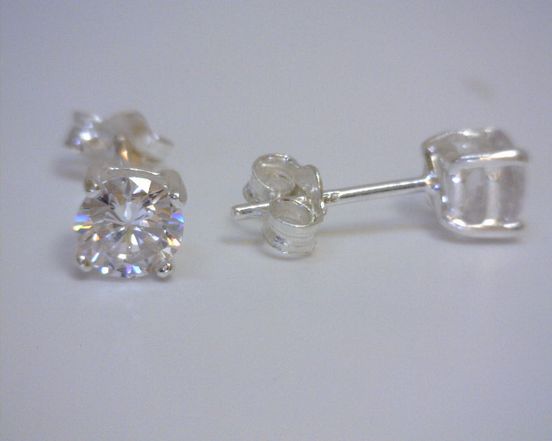 STERLING SILVER & CZ STUDS 5MM