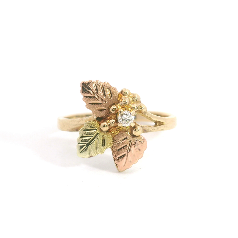 14K Tri Color Diamond Ring