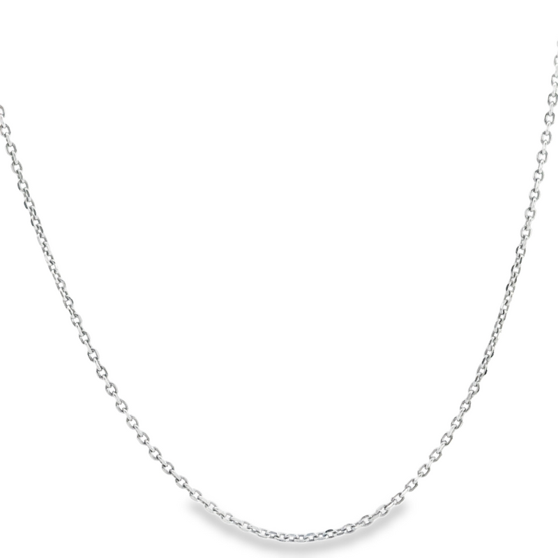 14K WG Diamond Cut Cable Chain 18