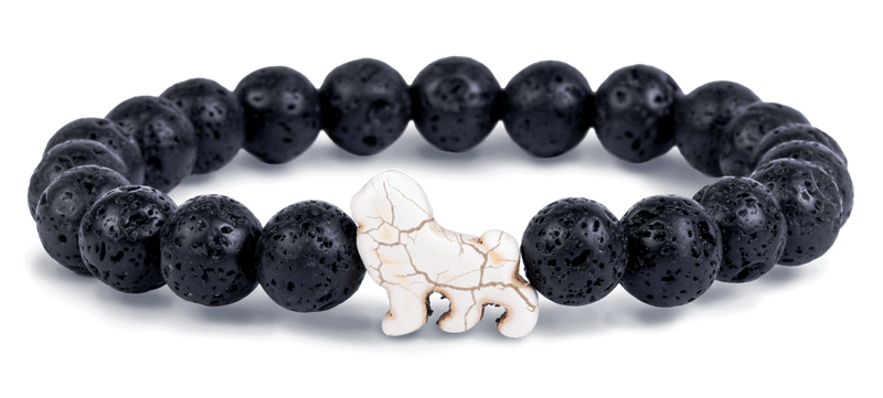 Lion Tracking Bracelet in Lava Rock