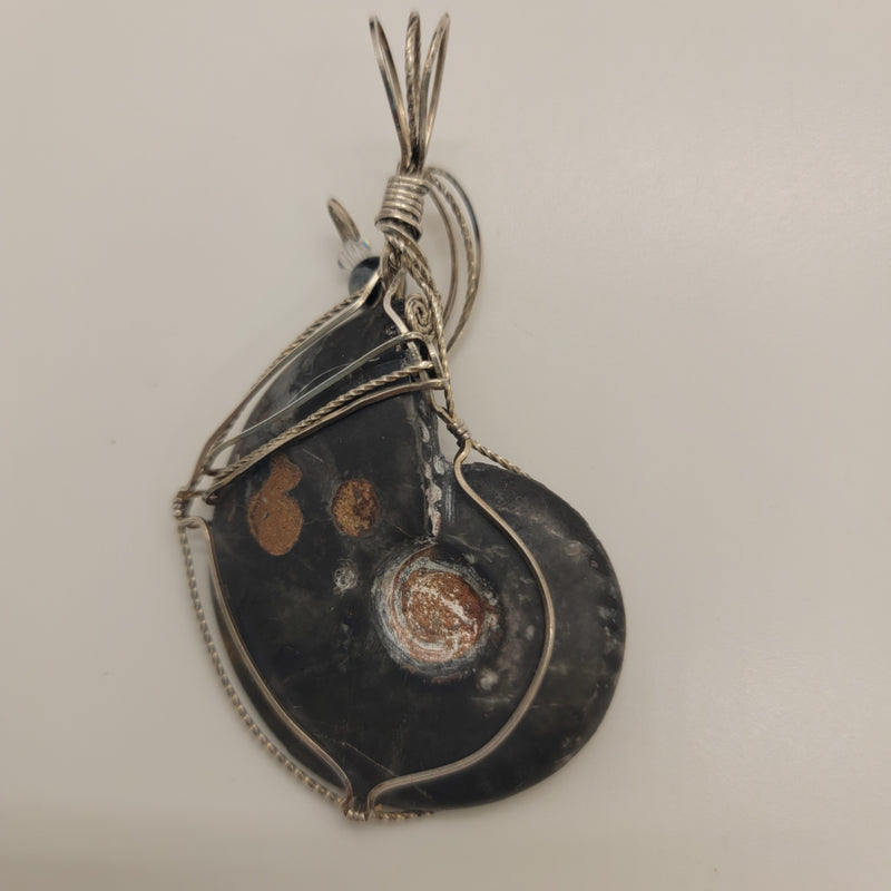 SILVER WIRE WRAPPED AMMONITE P