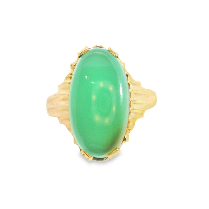 10K YG Green Jade Ring