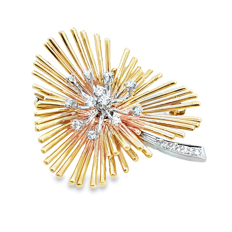 14K Two Tone Diamond Brooch/Pendant