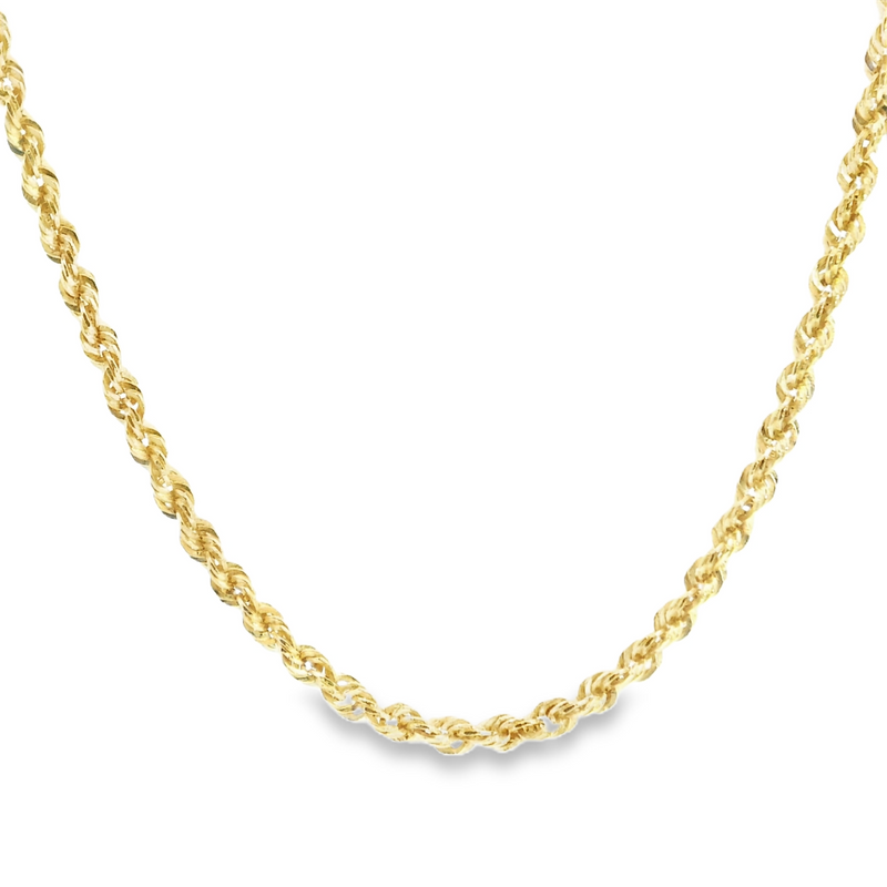 14K YG Diamond Cut Rope Chain
