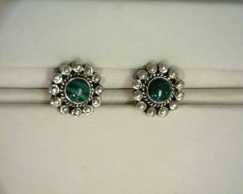 STERLING SILVER MALACHITE EARR