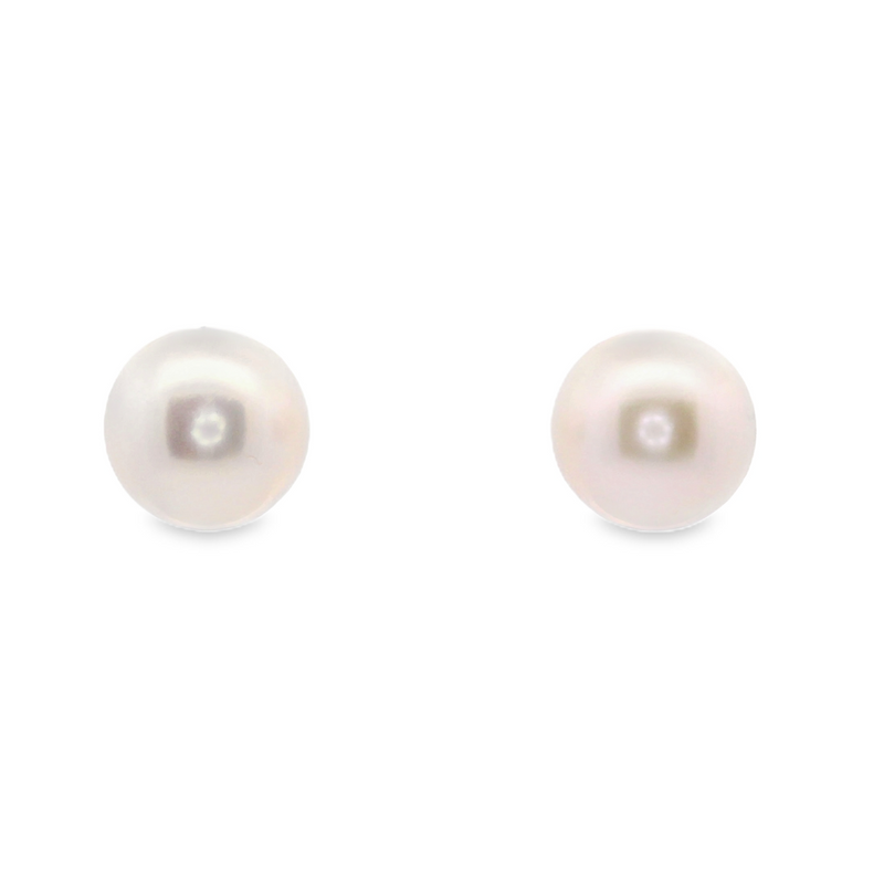 14K WG AKOYA PEARL STUD EARRINGS 7.5-8.0 MM