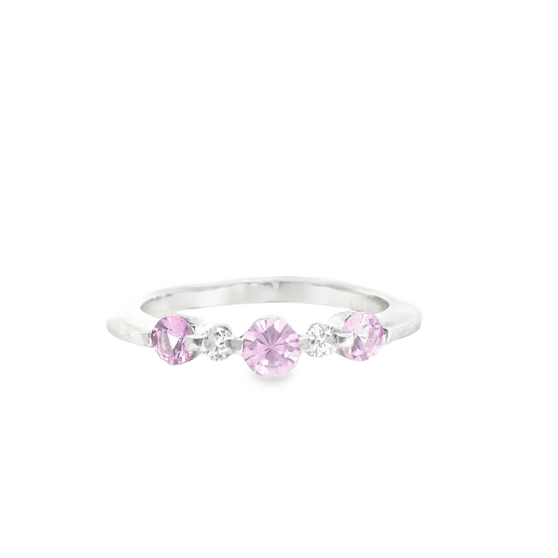 10K WG Pink Sapphire & Diamond Band