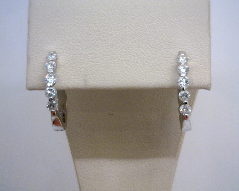 14K WHITE GOLD DIAMOND HOOPS