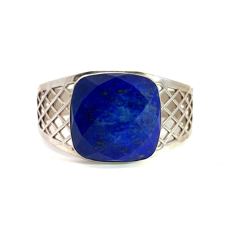 Sterling Silver Faceted Lapis Gemstone Bracelet