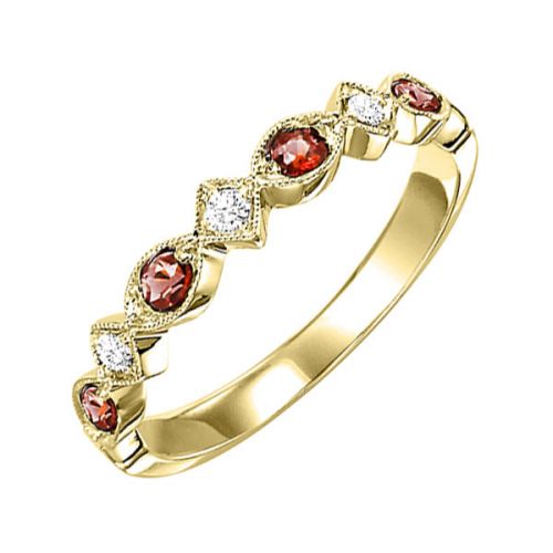 10K YG Garnet & Diamond Band
