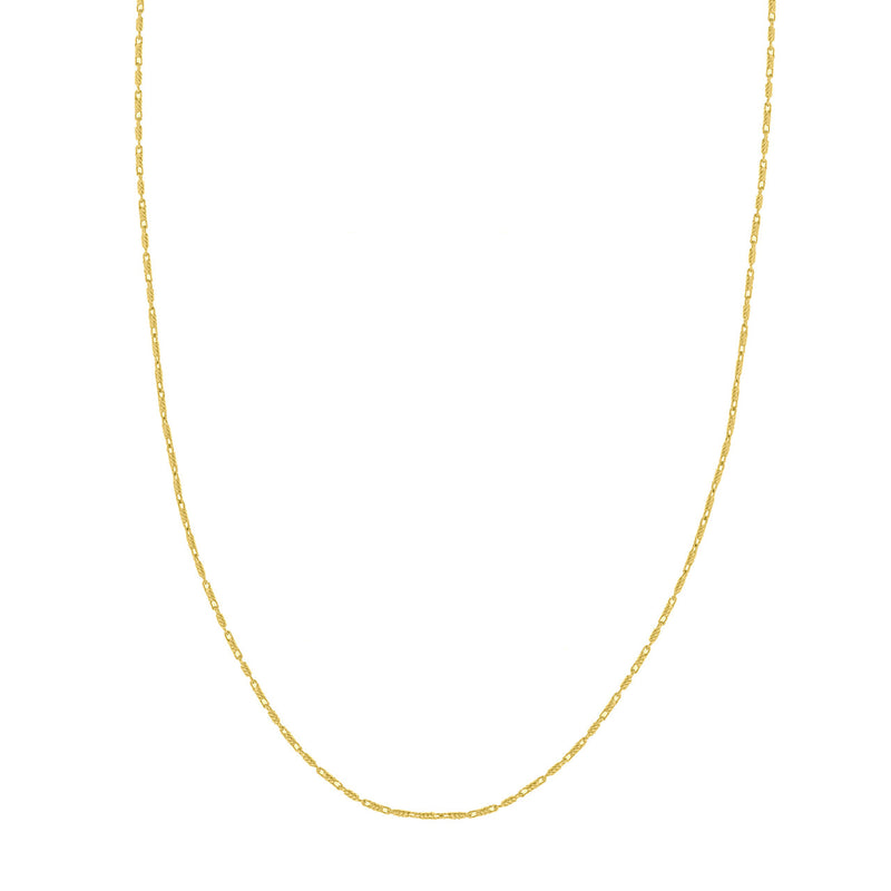 14K YG Diamond Cut Tube Bead Chain 16