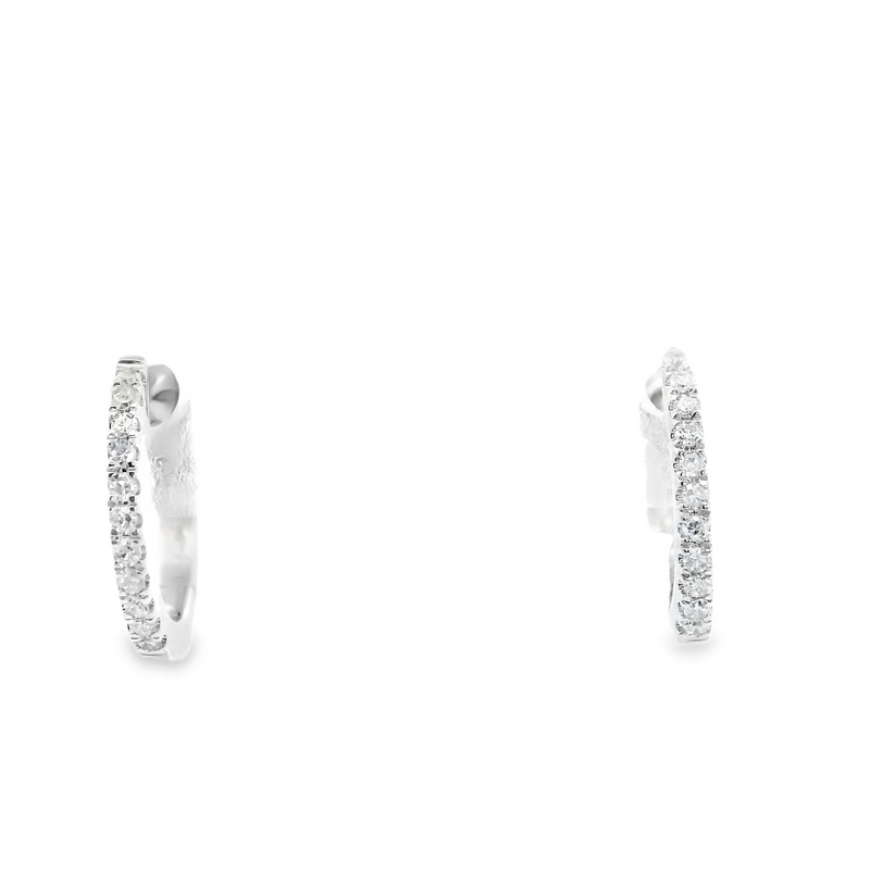 14K WG Diamond Huggie Hoop Earrings