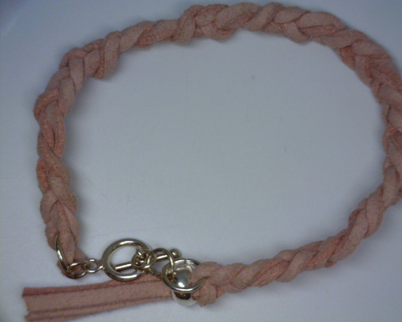 PINK BRAIDED LEATHER BRACELET