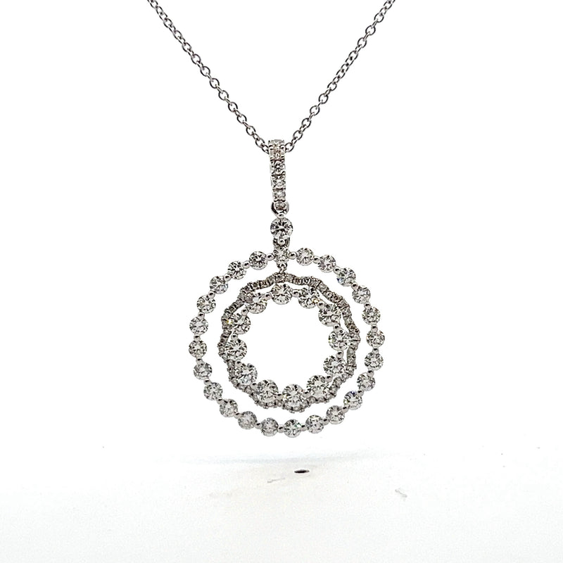 14K WG Double Circle Diamond Pendant