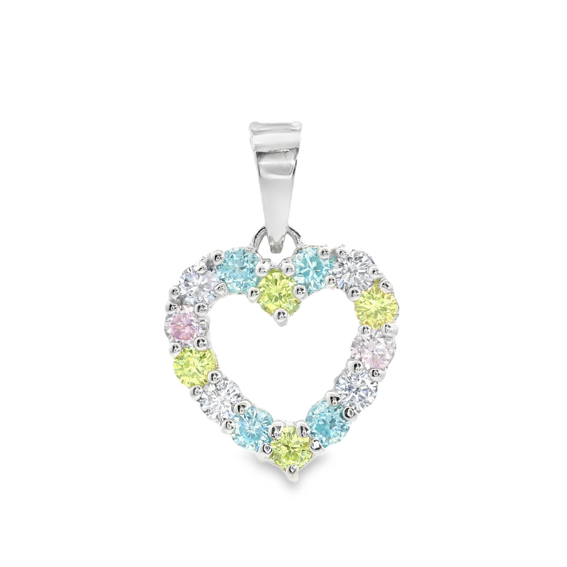 Sterling Silver Rainbow Heart Pendant