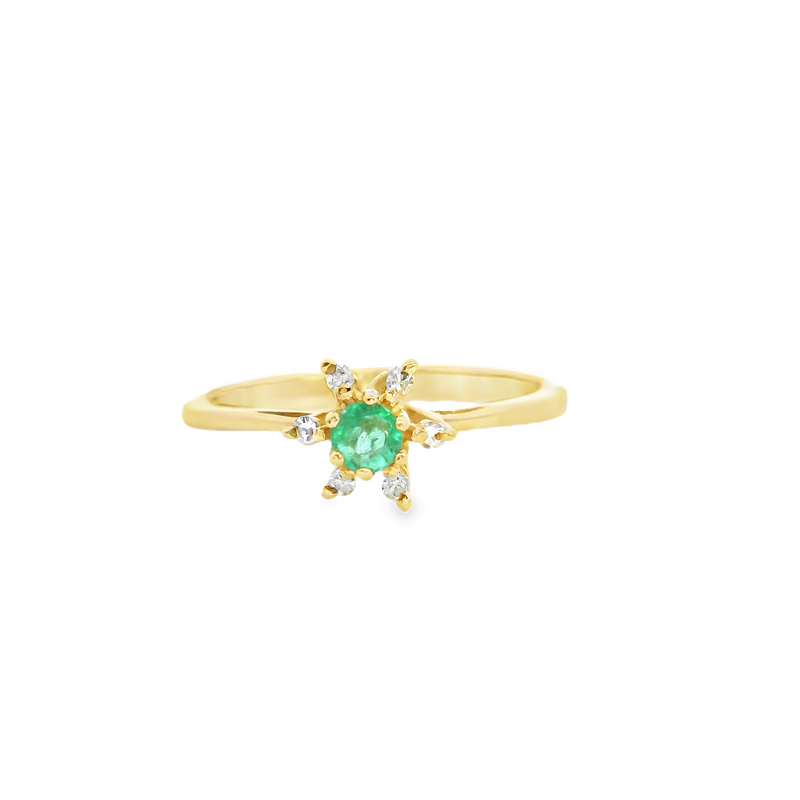 10K YG Emerald & Diamond Ring