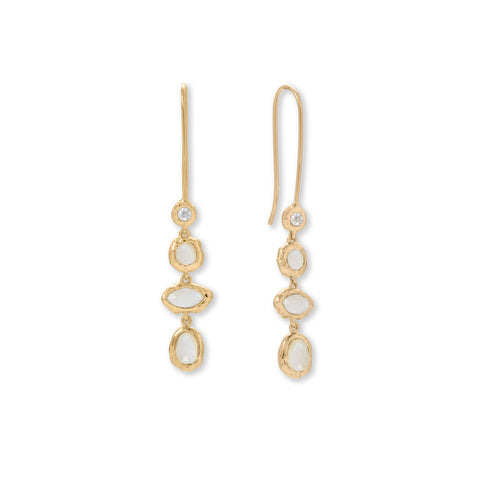 14K Plated CZ and Moonstone Earrings
