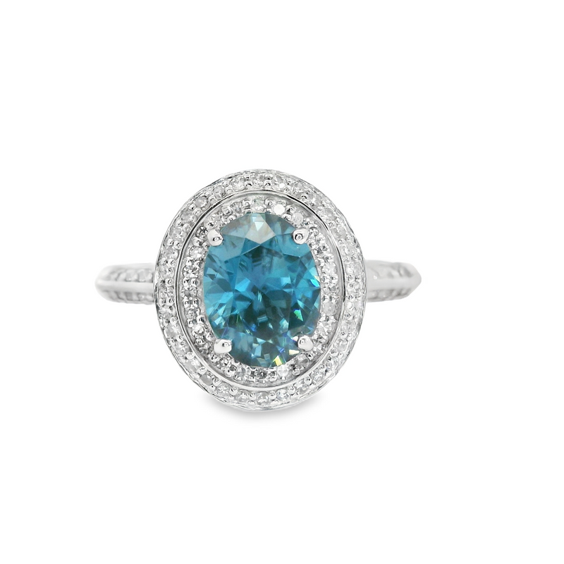 14K WG London Blue Topaz & Diamond Ring