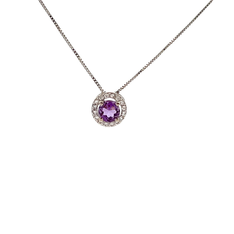 Sterling Silver Amethyst & Created White Sapphire Pendant