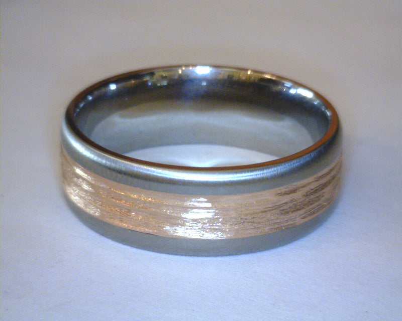 TITANIUM & 14K ROSE GOLD WEDDI