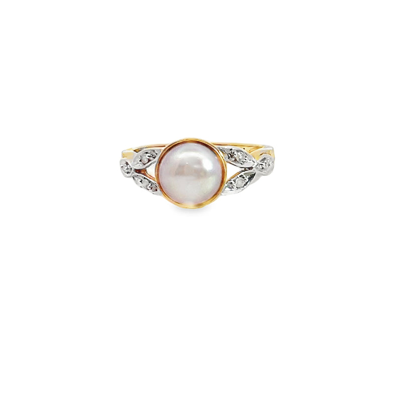 14K YG Pearl & Diamond