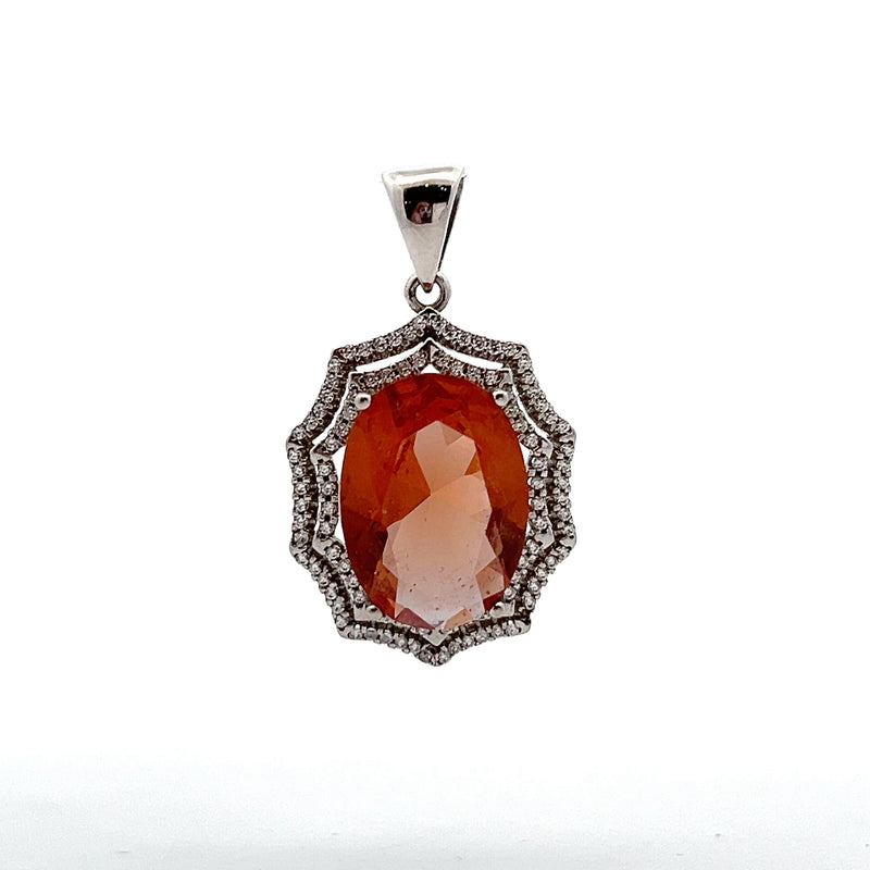 Sterling Silver Color Change Glass & CZ Pendant